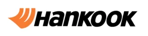Vista de logo en detalle de la empresa de neumáticos Hankook Tire