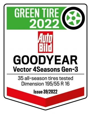 Imagen close up de Distinción "Neumático Verde" a Goodyear Vector 4Season