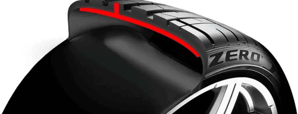 Foto de seccion de neumatico Pirelli - Tecnologia Pirelli Seal Inside