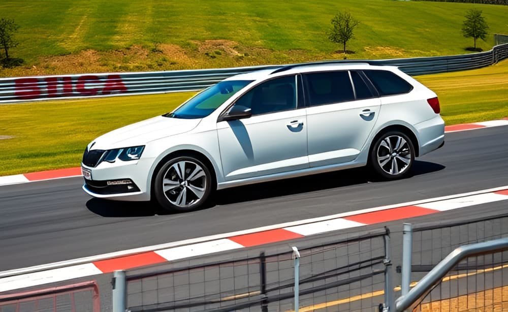 Vista de coche en pista. Prueba mejores neumáticos para coches deportivos de altas prestaciones según test de Auto Zeitung