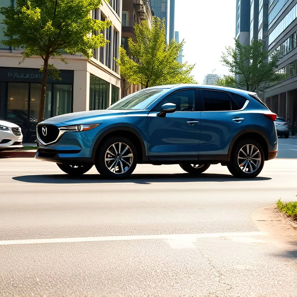 Vista de un Mazda CX-5 en ciudad. Articulo relacionado: Los mejores neumáticos para el Mazda CX-5 en 2025