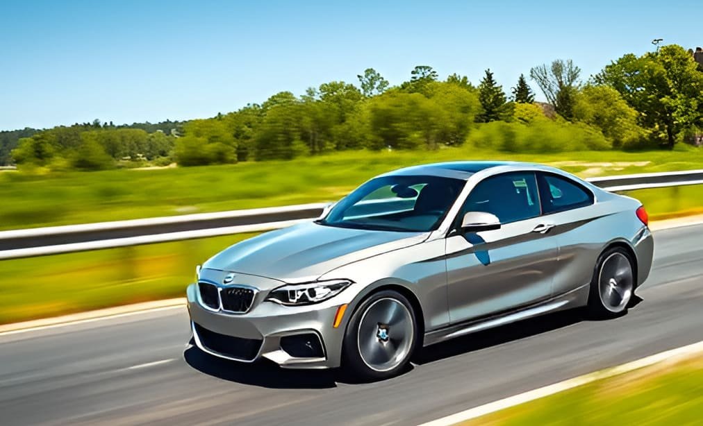 Vista de coche BMW Serie 2 desplazandose en la via - Articulo relacionado: Continental AllSeasonContact 2 vs Pirelli Cinturato All Season SF3: Comparativa 2025