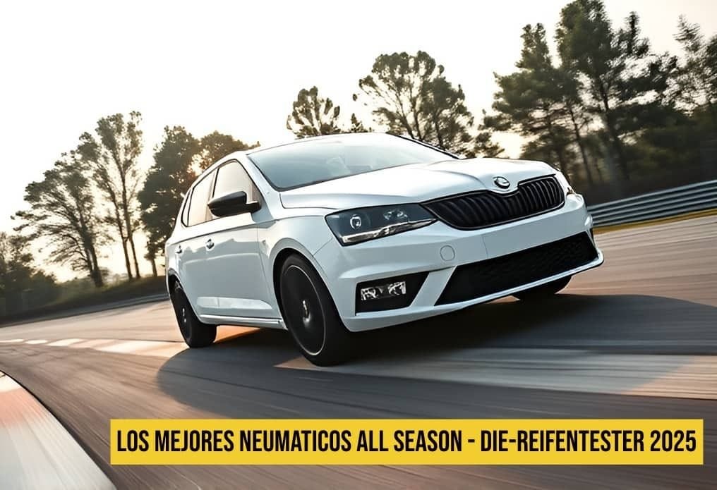 Vista de coche Skoda en track -Los mejores neumáticos all season según Die-reifentester