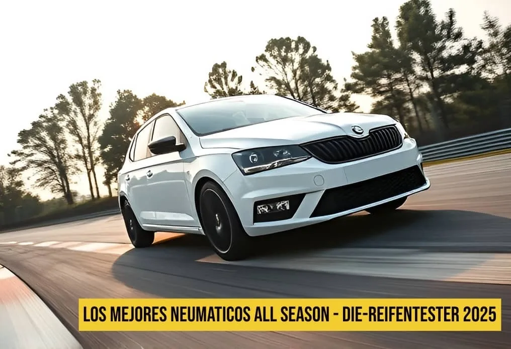 Vista de coche Skoda en track -Los mejores neumáticos all season según Die-reifentester